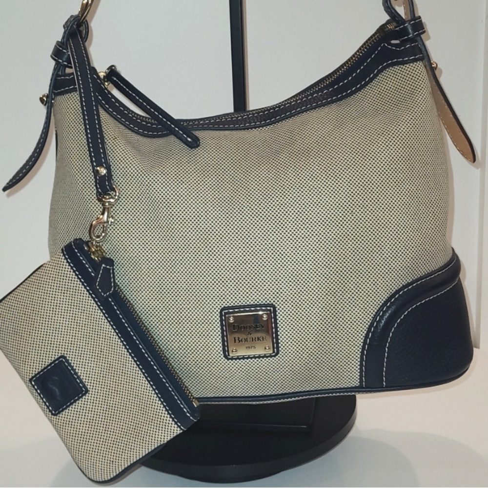 Dooney & Bourke Navy and Cream Hobo Bag